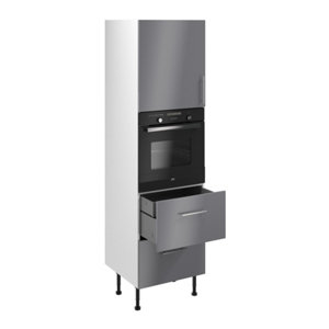 Colonne four "Dorice" anthracite mat l.60 x h.201 x p.57 cm + 1 porte + 2 casseroliers + 1 tiroir intérieur