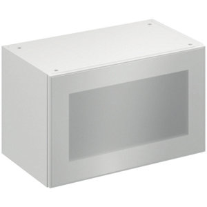Meuble haut "Jarod" givré l.60 x h.36 x p.32 cm 1 porte vitrée relevable