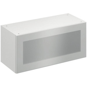 Meuble haut "Jarod" givré l.80 x h.36 x p.32 cm 1 porte vitrée relevable