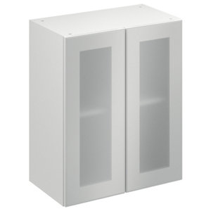 Meuble haut "Jarod" givré l.60 x h.72 x p.32 cm 2 portes vitrées
