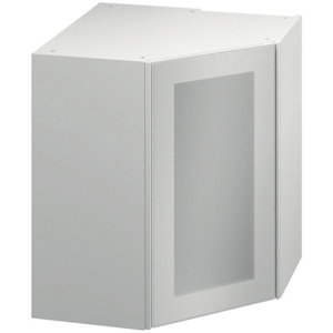 Meuble d'angle haut "Jarod" givré l.63 x h.72 x p.32 cm 1 porte vitrée