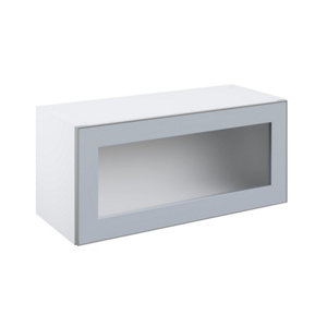 Meuble haut "Jarod" blanc givré l.80 x h.36 x p.32 cm 2 portes relevantes