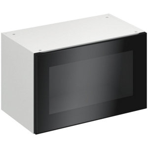 Meuble haut "Jarod" fumé l.60 x h.36 x p.32 cm 1 porte vitrée relevable