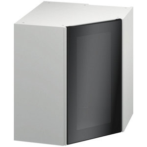 Meuble d'angle haut "Jarod" fumé l.63 x h.72 x p.32 cm 1 porte vitrée