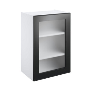 Meuble haut "Jarod" noir fumé l.50 x h.72 x p.32 cm 1 porte