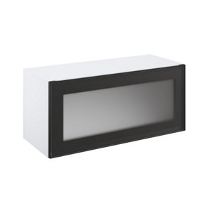 Meuble haut "Jarod" noir fumé l.80 x h.36 x p.32 cm 1 porte relevable