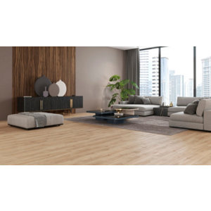 Sol stratifié effet chêne brun mat AC5 4 chanfreins Ép. 8 mm - L. 138 x l. 19,3 cm SWYBEI