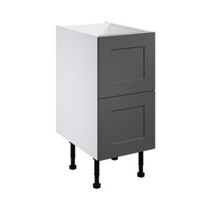 Meuble bas "Florie" anthracite mat l.40 x h.72 x p.57 cm 2 casseroliers + 1 tiroir intérieur haut