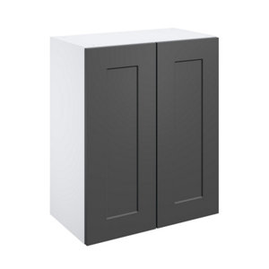 Meuble haut "Florie" anthracite mat l.60 x h.72 x p.32 cm 2 portes vitrées
