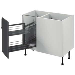Meuble d'angle bas "Florie" anthracite mat l.100 x h.72 x p.57 cm 1 porte + rangement panier gauche