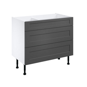 Meuble bas "Florie" anthracite mat  l.100 x h.72 x p.57 cm 1 tiroir + 2 casseroliers
