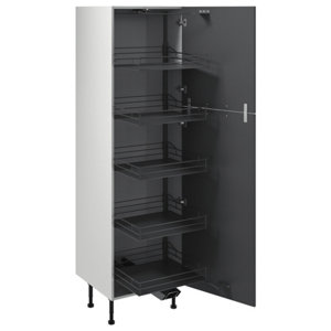 Colonne "Florie" anthracite mat l.60 x h.201 x p.57 cm 2 portes avec rangement coulissant