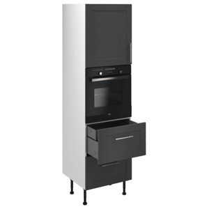 Colonne four "Florie" anthracite mat l.60 x h.201 x p.57 cm + 1 porte + 2 casseroliers + 1 tiroir intérieur