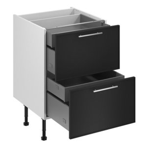 Meuble bas "Heline"noir mat l.60 x h.72 x p.57 cm 2 casseroliers + 2 tiroirs intérieurs