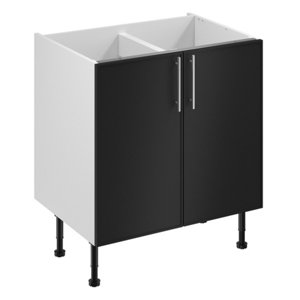 Meuble bas "Heline"noir mat l.80 x h.72 x p.57 cm 2 portes