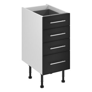 Meuble bas "Heline"noir mat l.40 x h.72 x p.57 cm 3 tiroirs + 1 casserolier