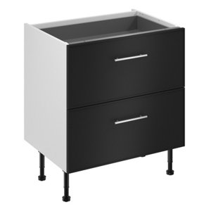 Meuble bas "Heline"noir mat l.80 x h.72 x p.57 cm 2 casseroliers