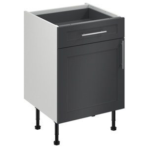 Meuble bas "Florie" anthracite mat l.60 x h.72 x p.57 cm 1 porte + 1 tiroir