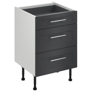 Meuble bas "Florie" anthracite mat l.60 x h.72 x p.57 cm 1 tiroir + 2 casseroliers