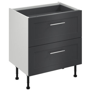 Meuble bas "Florie" anthracite mat l.80 x h.72 x p.57 cm 2 casseroliers