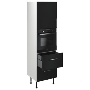 Colonne four "Heline"noir mat l.60 x h.201 x p.57 cm + 1 porte + 2 casseroliers + 1 tiroir intérieur