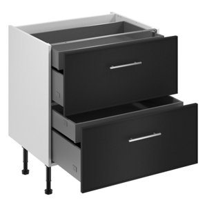 Meuble bas "Heline"noir mat l.80 x h.72 x p.57 cm 2 casseroliers + 2 tiroirs intérieurs