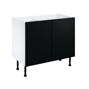 Meuble bas "Heline" noir mat l.100 x h.72 x p.57 cm 2 portes