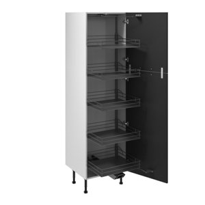 Colonne "Heline"noir mat l.60 x h.201 x p.57 cm 2 portes avec rangement coulissant