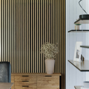 Panneau tasseaux mural grand format effet chêne naturel 265 cm x 30 cm