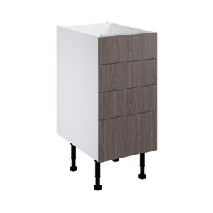 Meuble bas "Basilie" imitation chêne gris l.40 x h.72 x p.57 cm 3 tiroirs + 1 casserolier