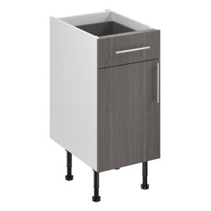 Meuble bas "Basilie" imitation chêne gris l.40 x h.72 x p.57 cm 1 porte + 1 tiroir