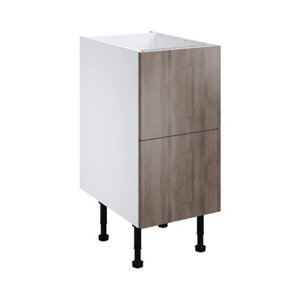 Meuble bas "Basilie" chêne gris l.40 x h.72 x p.57 cm 2 casseroliers