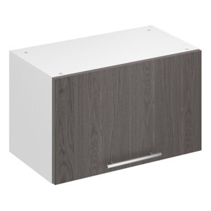 Meuble haut "Basilie" imitation chêne gris l.60 x h.36 x p.32 cm 1 porte relevable