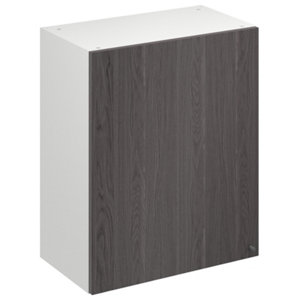 Meuble haut "Basilie" imitation chêne gris l.60 x h.72 x p.32 cm 1 porte