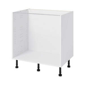 Meuble bas "Basilie" imitation chêne gris l.80 x h.72 x p.57 cm 2 casseroliers + 2 tiroirs intérieurs