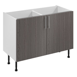 Meuble bas "Basilie" imitation chêne gris l.120 x h.72 x p.57 cm 2 portes