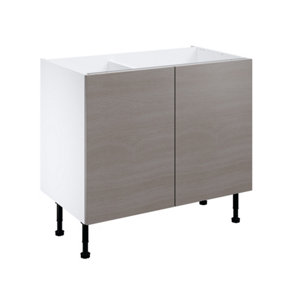 Meuble bas "Basilie" chêne gris l.100 x h.72 x p.57 cm 2 portes