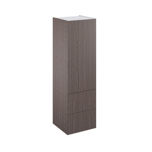 Colonne "Basilie" imitation chêne gris l.60 x h.201 x p.60 cm 1 porte + 2 casseroliers avec 1 tiroir intérieur