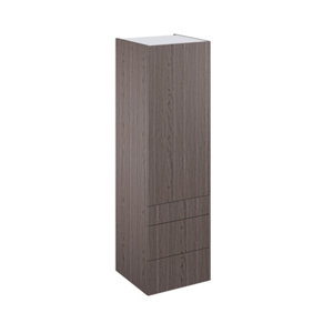 Colonne "Basilie" imitation chêne gris l.60 x h.201 x p.60 cm 1 porte + 1 tiroir + 2 casseroliers