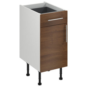 Meuble bas "Basilie" imitation chêne fumé l.40 x h.72 x p.57 cm 1 porte + 1 tiroir