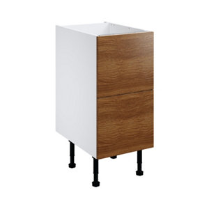 Meuble bas "Basilie" chêne fumé l.40 x h.72 x p.57 cm 2 casseroliers + 1 tiroir intérieur haut