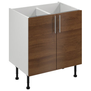 Meuble bas "Basilie" imitation chêne fumé l.80 x h.72 x p.57 cm 2 portes