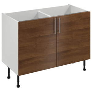 Meuble bas "Basilie" imitation chêne fumé l.120 x h.72 x p.57 cm 2 portes