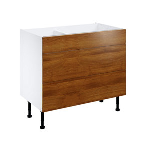 Meuble bas "Basilie" chêne fumé  l.100 x h.72 x p.57 cm 1 tiroir + 2 casseroliers