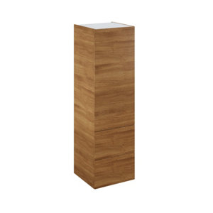 Colonne "Basilie" imitation chêne fumé l.60 x h.201 x p.60 cm 1 porte + 2 casseroliers avec 1 tiroir intérieur