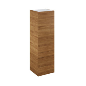 Colonne "Basilie" imitation chêne fumé l.60 x h.201 x p.60 cm 1 porte + 1 tiroir + 2 casseroliers