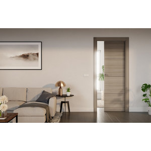 Porte coulissante MDF chêne grisé VALI - H. 204 x l. 83 x ep. 3,5 cm