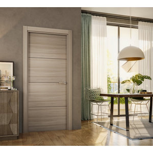 Bloc porte MDF effet chêne grisé poussant gauche VALI - H. 204 x l. 83 x ep. 3,5 cm