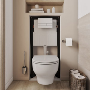 Pack WC suspendu universel Calicia - réservoir mécanique 3/4,5L - Cuvette sans rebord et chasse d'eau vortex