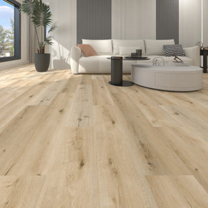 Sol PVC 4 mm cu0,55 lame 122 x 23 cm imitation bois clair clipsable
